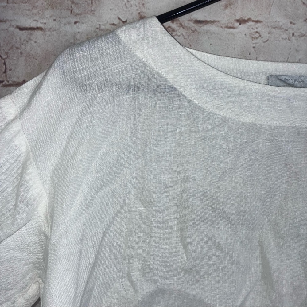 Fog Linen Work 100% Linen Top in White Size Medium - Picture 2 of 6